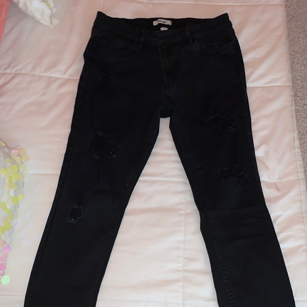 Black ripped skinny jeans from Charlotte Russe
